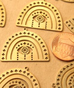 2 pc. Raw Brass Boho Rainbow Charms with All-Seeing Eye, 30mm x 22.5mm | MIS-057***