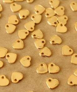 30 pc. Tiny Gold Plated Stainless Steel Heart Charms: 6mm by 5mm - Hearts Love Romance Valentine's Day Friends Couple Sweetheart | MIS-492