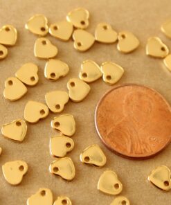 30 pc. Tiny Gold Plated Stainless Steel Heart Charms: 6mm by 5mm - Hearts Love Romance Valentine's Day Friends Couple Sweetheart | MIS-492
