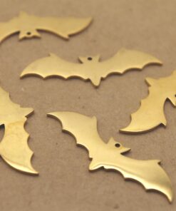 2 pc. Gold Plated Bat Charms, Laser Cut Stainless Steel, 37mm x 13mm | MIS-530