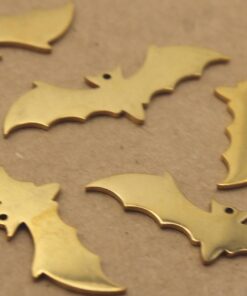 2 pc. Gold Plated Bat Charms, Laser Cut Stainless Steel, 37mm x 13mm | MIS-530