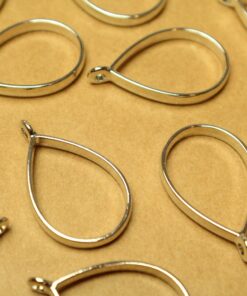 8 pc. Silver Teardrop Open Backed Bezel Setting, 40mm by 20.5mm | FI-564