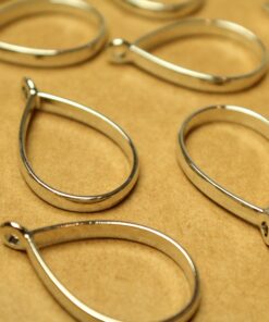 8 pc. Silver Teardrop Open Backed Bezel Setting, 40mm by 20.5mm | FI-564