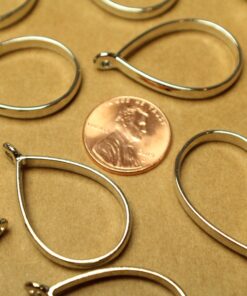 8 pc. Silver Teardrop Open Backed Bezel Setting, 40mm by 20.5mm | FI-564