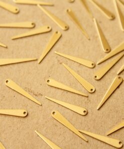 26 pc. Raw Brass Narrow Spike Charms with One Hole: 19mm by 3.5mm - made in USA | RB-610
