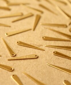 26 pc. Raw Brass Narrow Spike Charms with One Hole: 19mm by 3.5mm - made in USA | RB-610