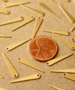 26 pc. Raw Brass Narrow Spike Charms with One Hole: 19mm by 3.5mm - made in USA | RB-610