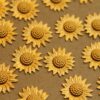 6 pc. Raw Brass Sunflowers: 17mm by 16mm - made in USA | RB-082