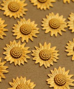 6 pc. Raw Brass Sunflowers: 17mm by 16mm - made in USA | RB-082