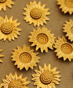 6 pc. Raw Brass Sunflowers: 17mm by 16mm - made in USA | RB-082