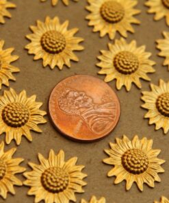 6 pc. Raw Brass Sunflowers: 17mm by 16mm - made in USA | RB-082