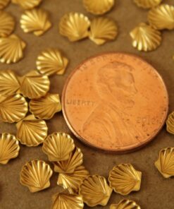 12 pc. Tiny Raw Brass Seashells: 6mm by 6mm - made in USA Sea Shells Mermaid Ocean Sea Vacation Holiday Souvenir Beachy Beach Surf | RB-023
