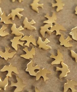 24 pc. Tiny Raw Brass Doves: 8mm by 6mm - made in USA | RB-062