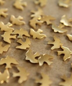 24 pc. Tiny Raw Brass Doves: 8mm by 6mm - made in USA | RB-062