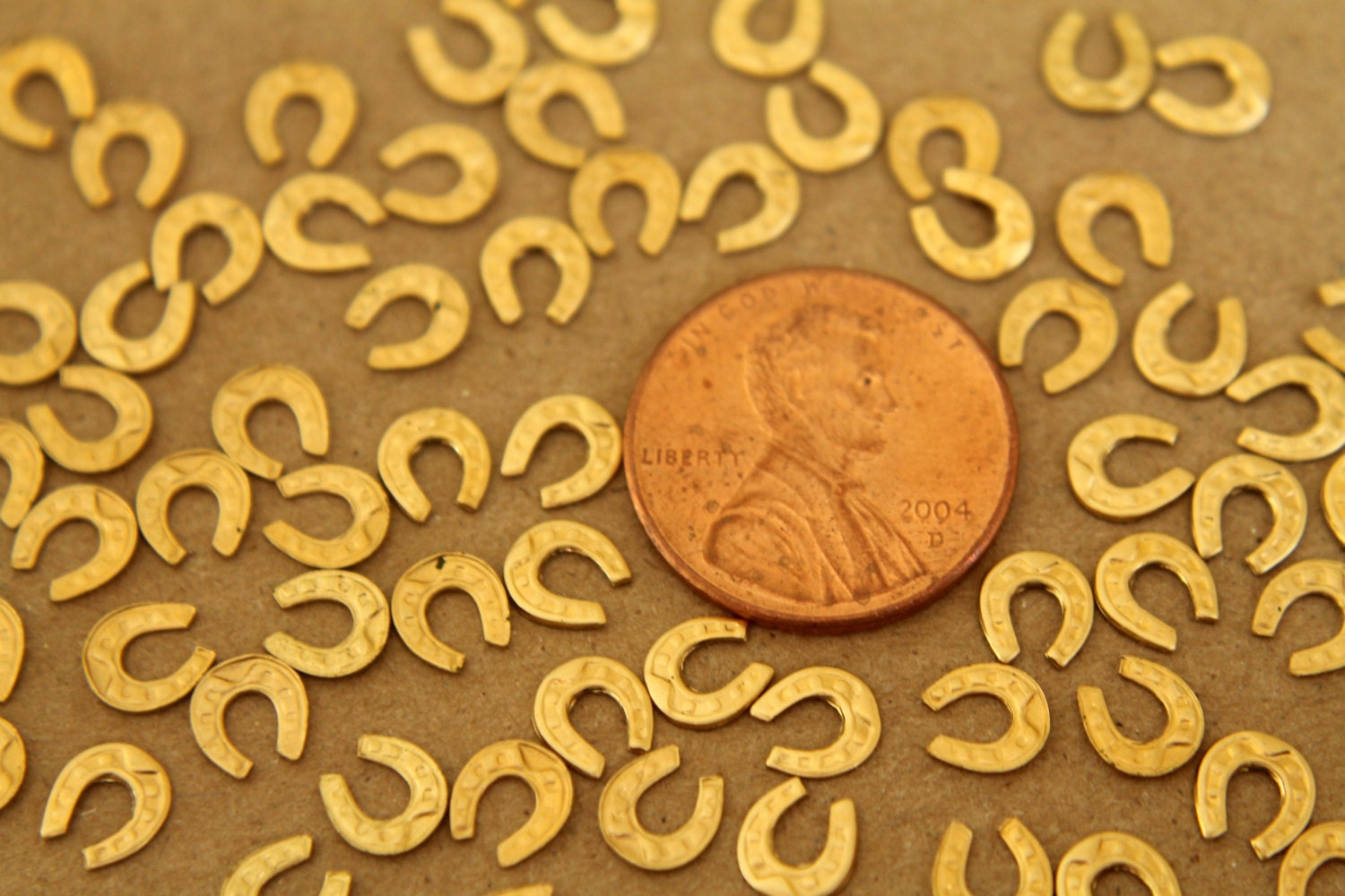 20 pc. Tiny Raw Brass Horseshoes: 6mm by 5.5mm - made in USA | RB-261