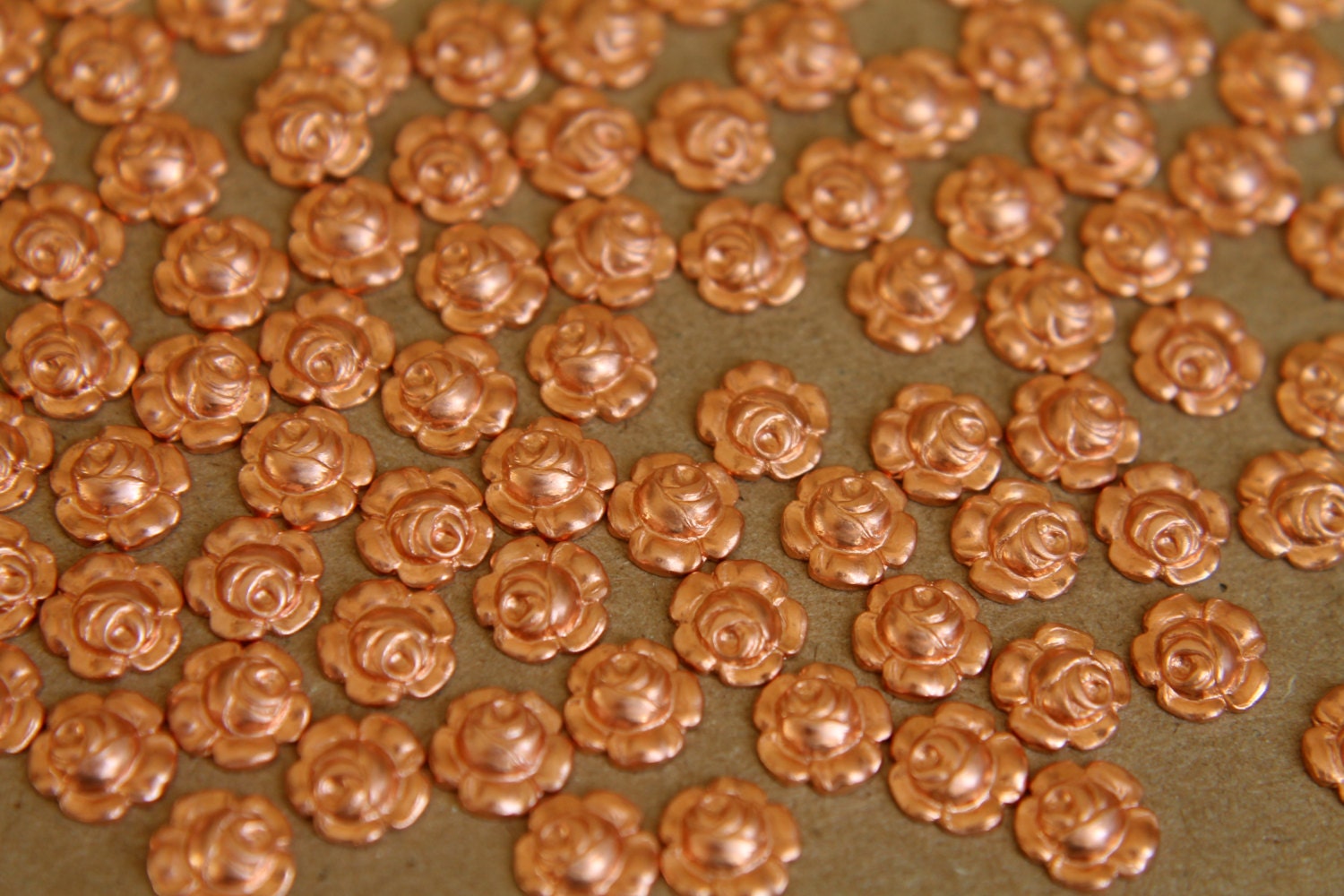 10 pc. Tiny Raw Copper Roses: 7mm diameter - made in USA | RB-274