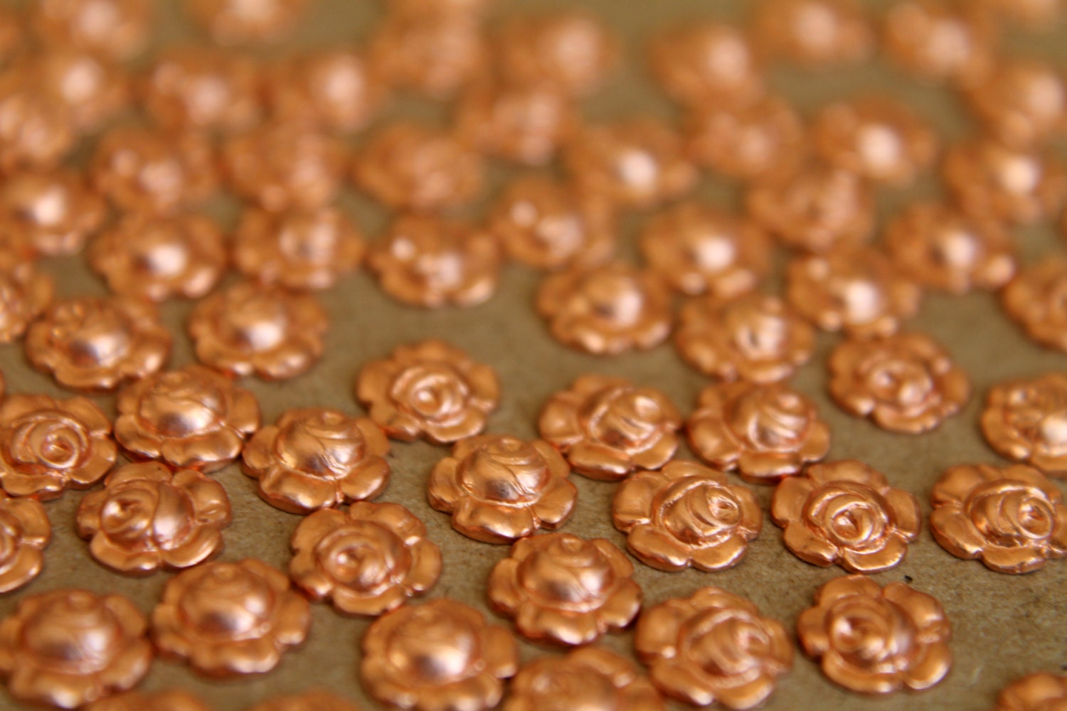 10 pc. Tiny Raw Copper Roses: 7mm diameter - made in USA | RB-274