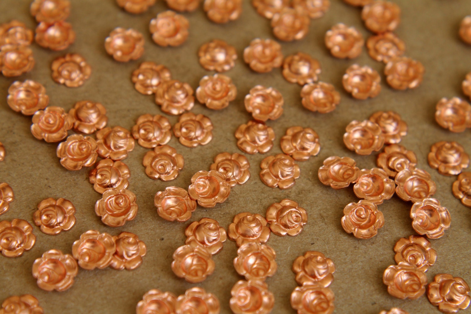 10 pc. Tiny Raw Copper Roses: 7mm diameter - made in USA | RB-274