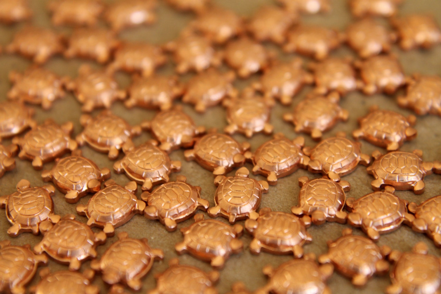 8 pc. Tiny Raw Copper Turtles: 8.5mm by 7mm - made in USA | RB-283