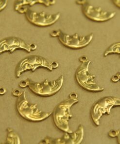 8 pc. Raw Brass Man in the Moon Charms: 13mm by 6mm - made in USA | RB-435
