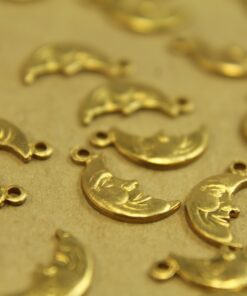 8 pc. Raw Brass Man in the Moon Charms: 13mm by 6mm - made in USA | RB-435