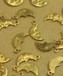 8 pc. Raw Brass Man in the Moon Charms: 13mm by 6mm - made in USA | RB-435