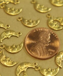 8 pc. Raw Brass Man in the Moon Charms: 13mm by 6mm - made in USA | RB-435