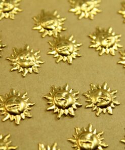 12 pc. Tiny Raw Brass Sun Stampings: 13mm in diameter - made in USA | RB-439