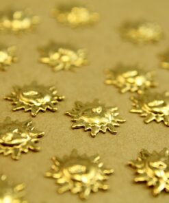 12 pc. Tiny Raw Brass Sun Stampings: 13mm in diameter - made in USA | RB-439