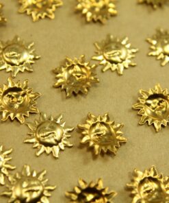12 pc. Tiny Raw Brass Sun Stampings: 13mm in diameter - made in USA | RB-439