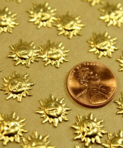 12 pc. Tiny Raw Brass Sun Stampings: 13mm in diameter - made in USA | RB-439
