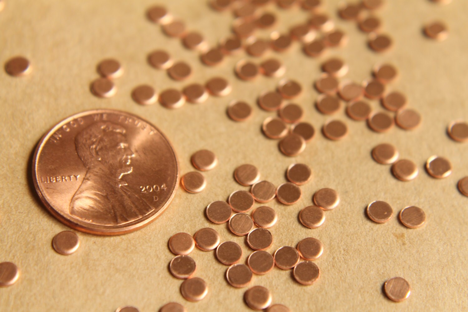 40 pc. Tiny Raw Copper Circles: 3mm diameter - made in USA | RB-480