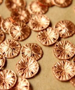 10 pc. Tiny Raw Copper Sand Dollars: 11mm by 11mm - made in USA | RB-517