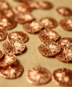 10 pc. Tiny Raw Copper Sand Dollars: 11mm by 11mm - made in USA | RB-517