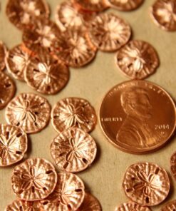10 pc. Tiny Raw Copper Sand Dollars: 11mm by 11mm - made in USA | RB-517