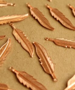 6 pc. Raw Copper Feathers: 34mm by 8.5mm - made in USA | RB-640