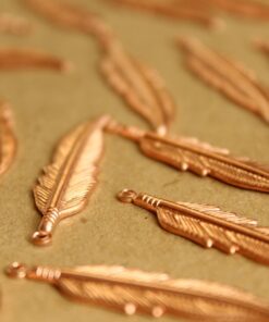 6 pc. Raw Copper Feathers: 34mm by 8.5mm - made in USA | RB-640
