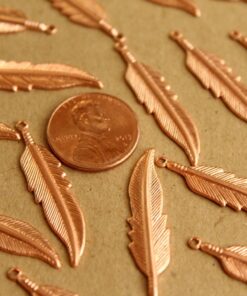 6 pc. Raw Copper Feathers: 34mm by 8.5mm - made in USA | RB-640