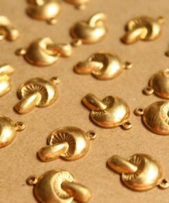 6 pc. Medium Raw Brass Mushroom Charms: 17mm by 11mm - made in USA | RB-861