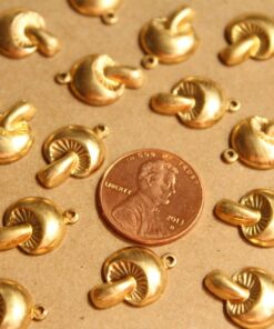 6 pc. Medium Raw Brass Mushroom Charms: 17mm by 11mm - made in USA | RB-861