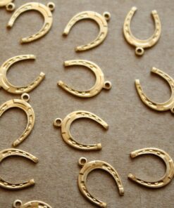 8 pc. Medium Raw Brass Horseshoe Charms: 16mm by 11mm - made in USA | RB-1155