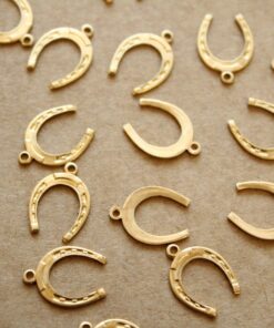 8 pc. Medium Raw Brass Horseshoe Charms: 16mm by 11mm - made in USA | RB-1155