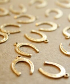 8 pc. Medium Raw Brass Horseshoe Charms: 16mm by 11mm - made in USA | RB-1155