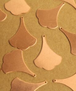 6 pc. Raw Copper Flat Ginkgo Leaves (Smaller Size): 22mm by 17mm - made in USA | RB-1341