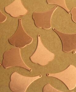 6 pc. Raw Copper Flat Ginkgo Leaves (Smaller Size): 22mm by 17mm - made in USA | RB-1341
