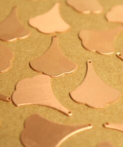 6 pc. Raw Copper Flat Ginkgo Leaves (Smaller Size): 22mm by 17mm - made in USA | RB-1341
