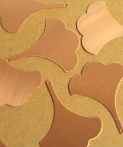 3 pc. Raw Copper Flat Ginkgo Leaves (Larger Size): 38mm by 30mm - made in USA | RB-1342