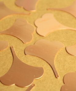 3 pc. Raw Copper Flat Ginkgo Leaves (Larger Size): 38mm by 30mm - made in USA | RB-1342