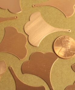 3 pc. Raw Copper Flat Ginkgo Leaves (Larger Size): 38mm by 30mm - made in USA | RB-1342