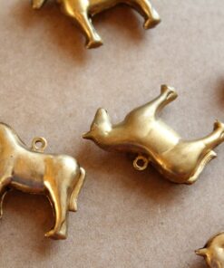 2 pc. Raw Brass 3D Horse Charms: 27mm by 22mm - made in USA | RB-1162